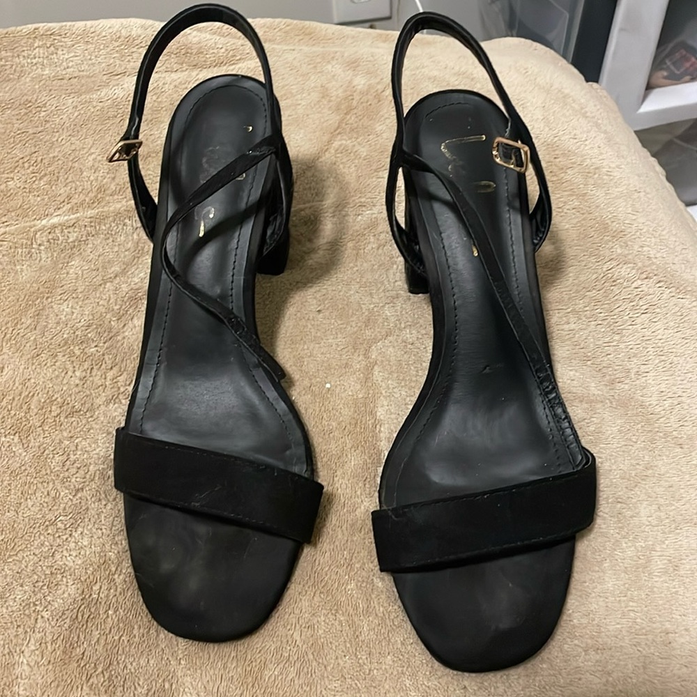 Black open toe heels